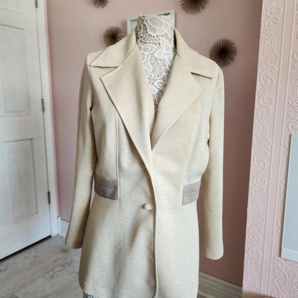 EUC vintage Mary Martin for John Lench 70s Vintage blazer jacket cream L (CC12 - Picture 1 of 7
